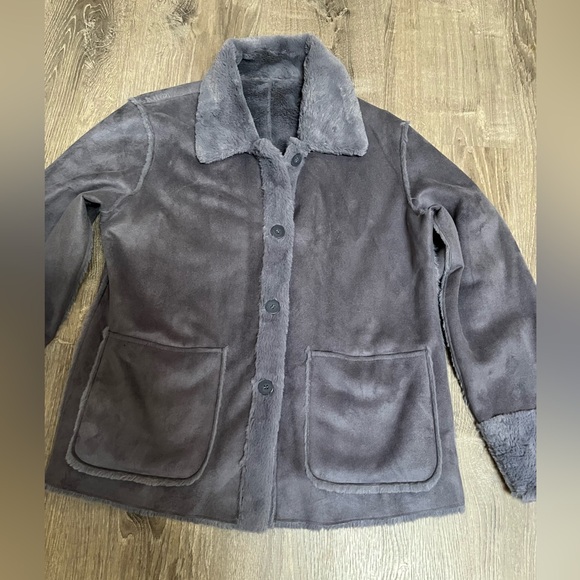 Brandon Thomas New Reversible Faux Suede Fur Jacket SZ M - Picture 2 of 5